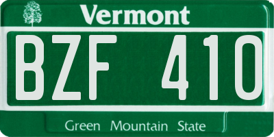 VT license plate BZF410
