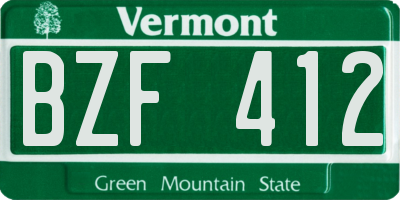 VT license plate BZF412