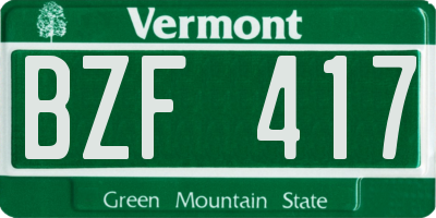 VT license plate BZF417