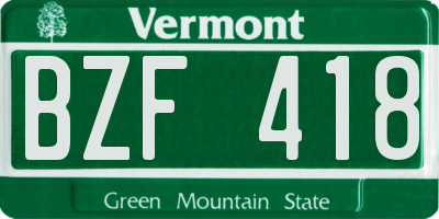 VT license plate BZF418