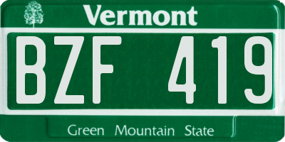 VT license plate BZF419