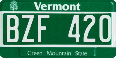 VT license plate BZF420