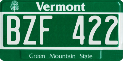 VT license plate BZF422