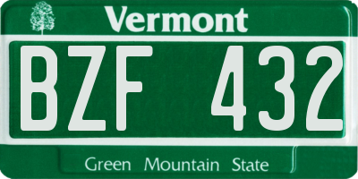 VT license plate BZF432