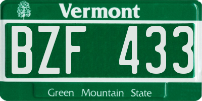 VT license plate BZF433