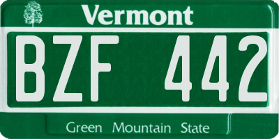 VT license plate BZF442