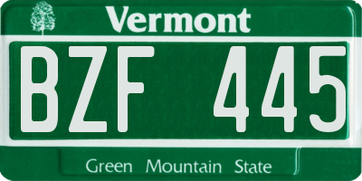 VT license plate BZF445