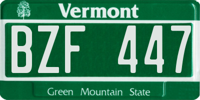 VT license plate BZF447