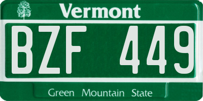 VT license plate BZF449