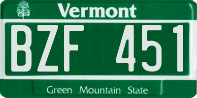 VT license plate BZF451