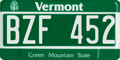 VT license plate BZF452