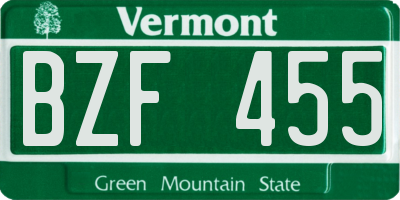 VT license plate BZF455