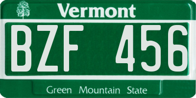 VT license plate BZF456