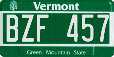 VT license plate BZF457