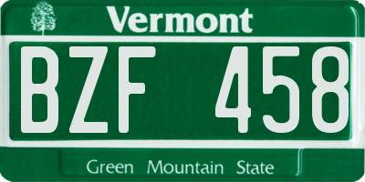 VT license plate BZF458