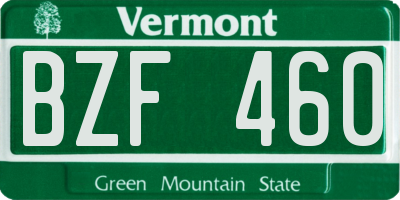 VT license plate BZF460