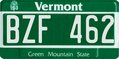 VT license plate BZF462