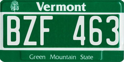 VT license plate BZF463