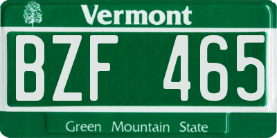 VT license plate BZF465