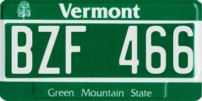 VT license plate BZF466