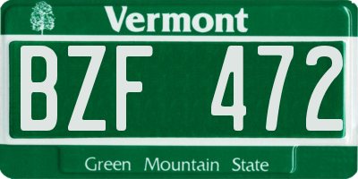 VT license plate BZF472