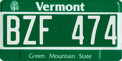 VT license plate BZF474