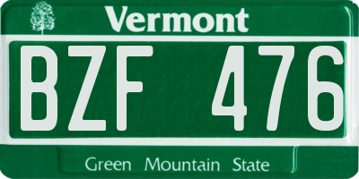 VT license plate BZF476