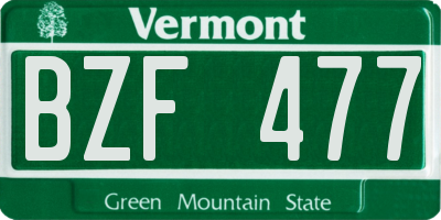 VT license plate BZF477