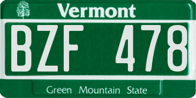 VT license plate BZF478