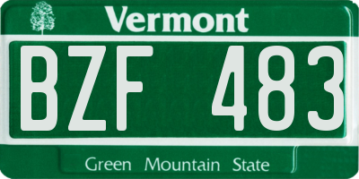 VT license plate BZF483
