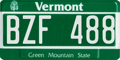 VT license plate BZF488