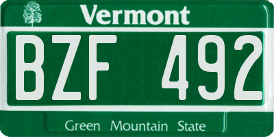VT license plate BZF492