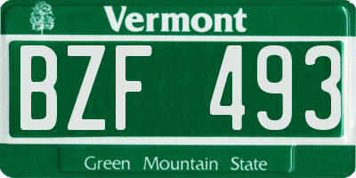 VT license plate BZF493