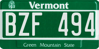 VT license plate BZF494