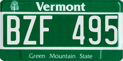 VT license plate BZF495