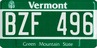 VT license plate BZF496