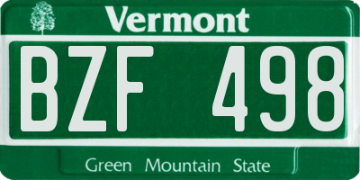 VT license plate BZF498