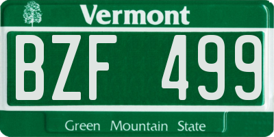 VT license plate BZF499