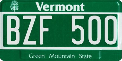 VT license plate BZF500