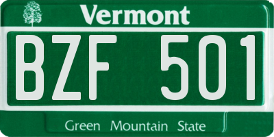 VT license plate BZF501