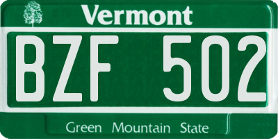 VT license plate BZF502