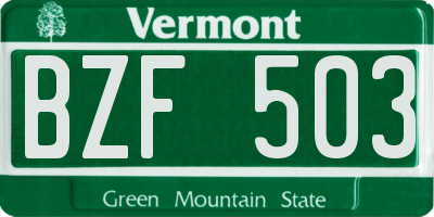 VT license plate BZF503