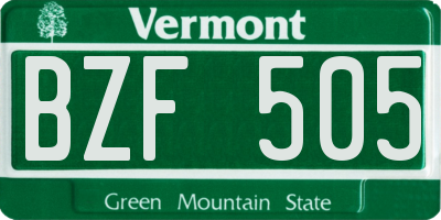 VT license plate BZF505