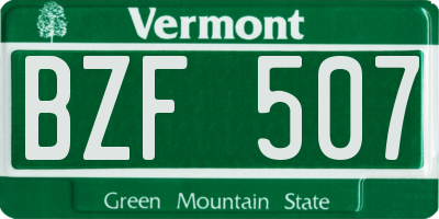 VT license plate BZF507