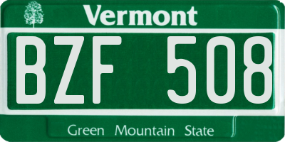 VT license plate BZF508