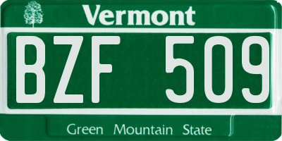 VT license plate BZF509