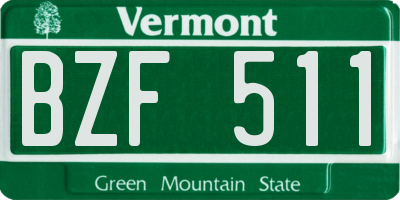 VT license plate BZF511
