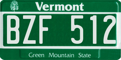 VT license plate BZF512