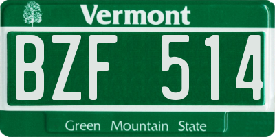 VT license plate BZF514