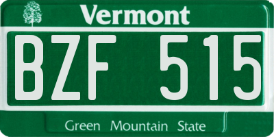 VT license plate BZF515